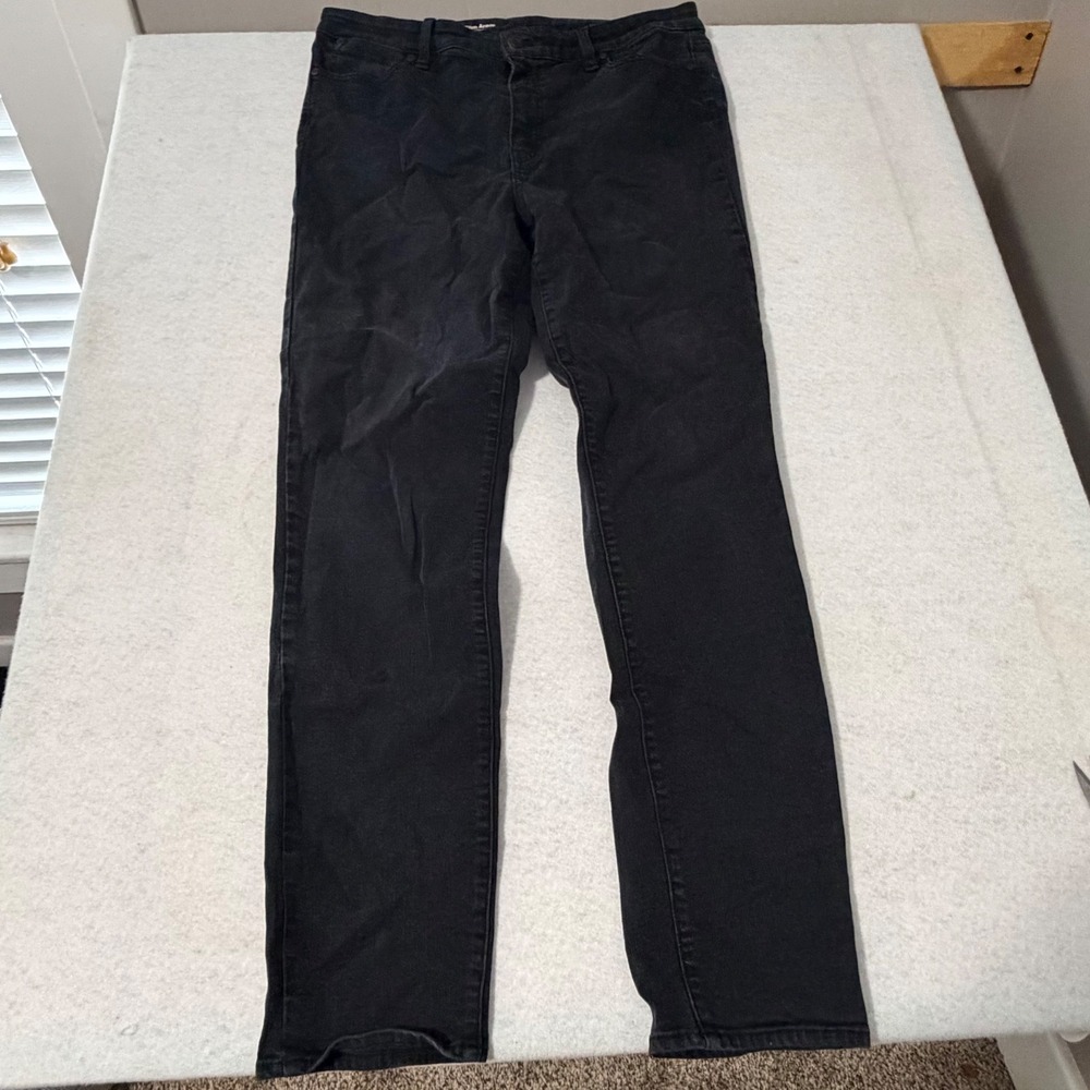 Talbots Flawless Slim Ankle Long Jeans Black High Rise Stretch Denim Womens 14L
